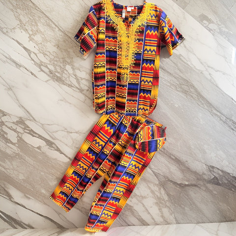 Boys 3pc African Dashiki Print Pant Set (Size 14T) - Premium African Apparel from MAGOS - Just $35! Shop this and more African Apparel now 