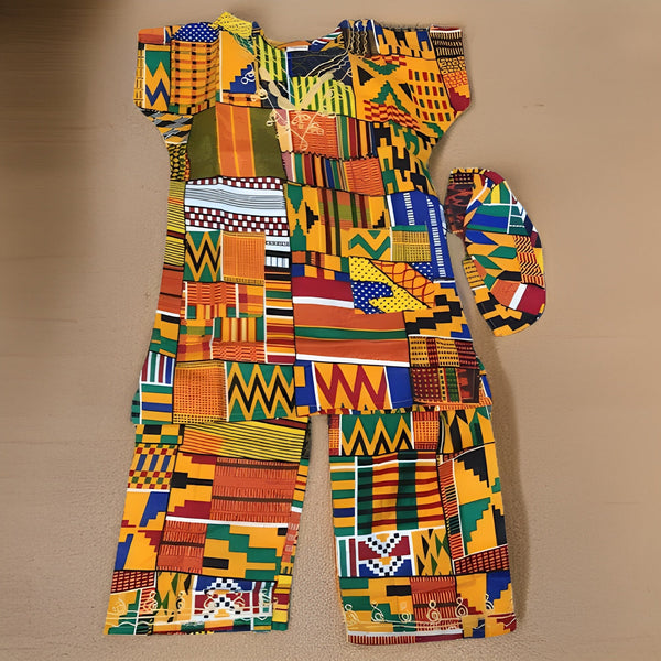 Boys Kente Patch Print Children Pants Set - Premium African Apparel from O.O.A. Tradings Distribution  - Just $35! Shop this and more African Apparel now 
