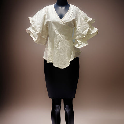 Egg Shell Solid White Color Wrap Blouse - Premium African Apparel from O.O.A. Tradings Distribution  - Just $30! Shop this and more African Apparel now 