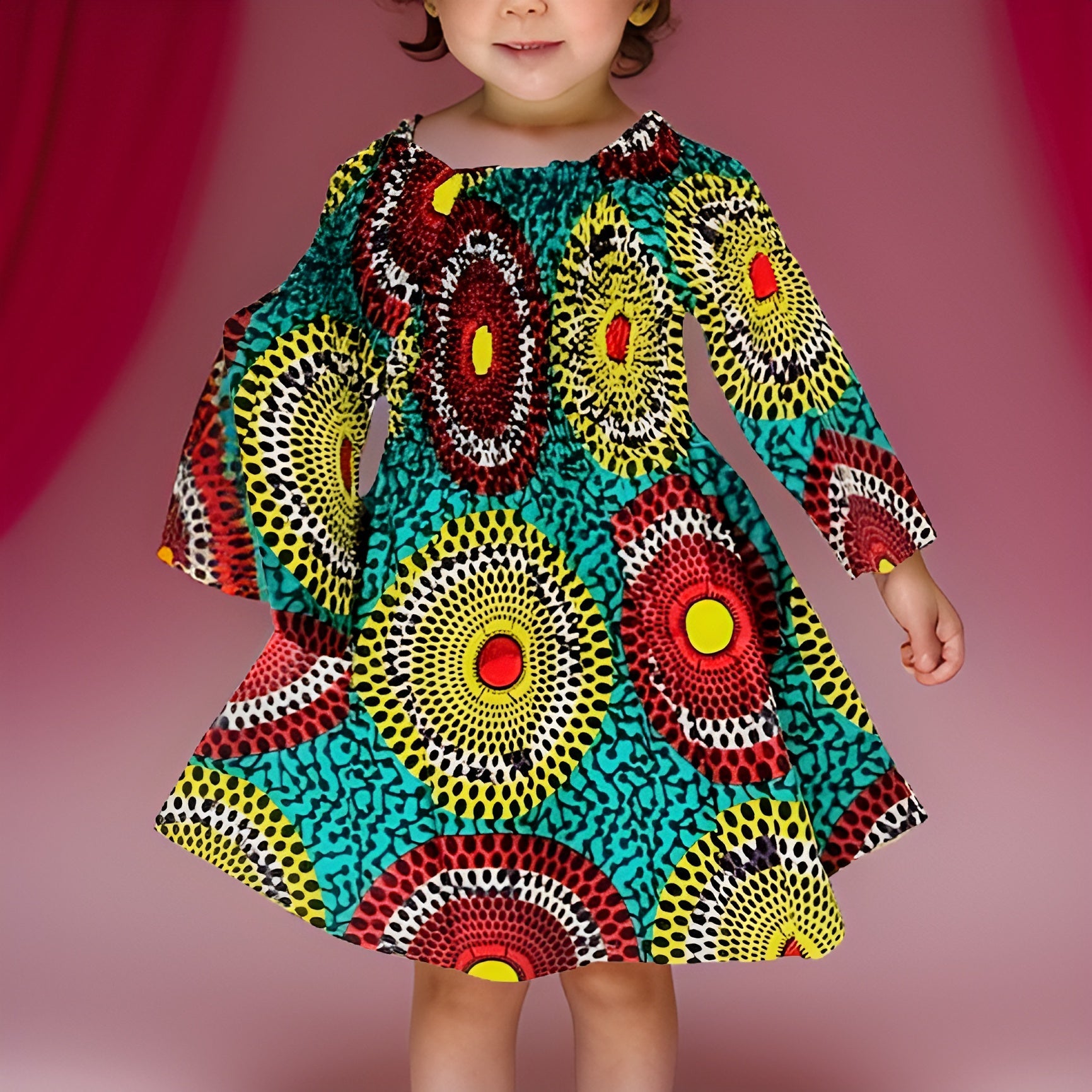 Girl's Disk Print Smock Maxi Dress - Premium African Apparel from MAGOS - Just $28! Shop this and more African Apparel now 