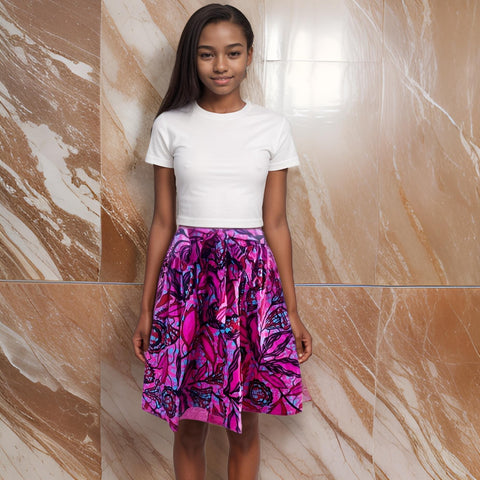 Girls African Pink Print Skirt