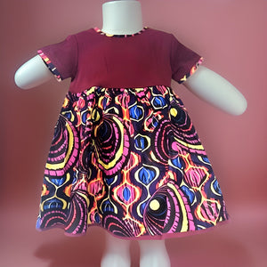 Girls Ankara Trim Purple Dress - Premium African Apparel from MAGOS - Just $25! Shop this and more African Apparel now 