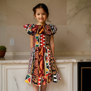 Girls Multi-Color Smoked Dress With Matching Hair Band - Premium African Apparel from MAGOS - Just $25! Shop this and more African Apparel now 