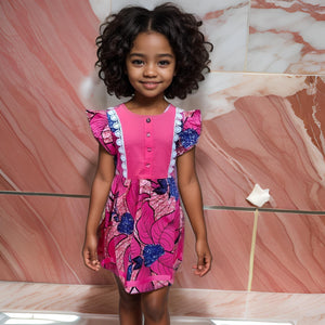 Girls Pink African Print Dress