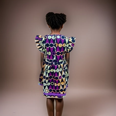 Girls Purple African Print Dress (8T) - Premium African Apparel from MAGOS - Just $25! Shop this and more African Apparel now 