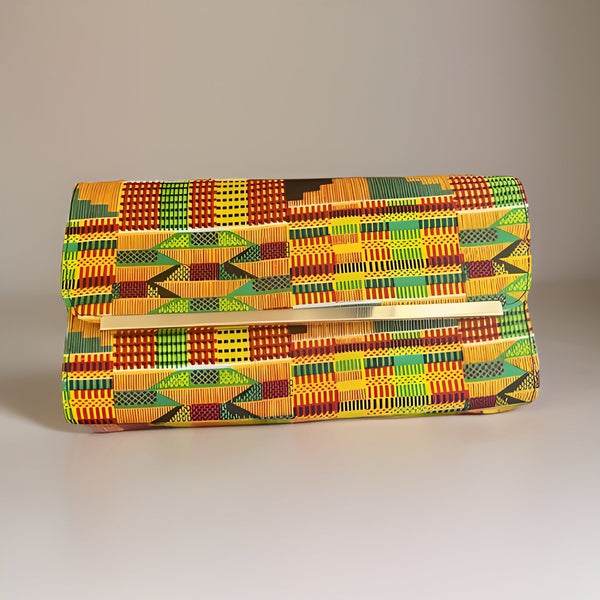 African Kente Print Palazzo Pants w/Clutch Bag