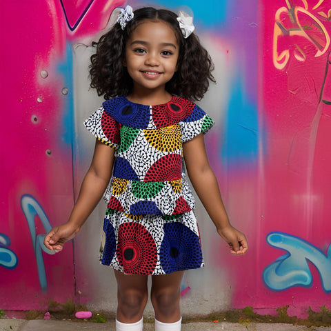 Girl's Ankara Top & Skirt Set