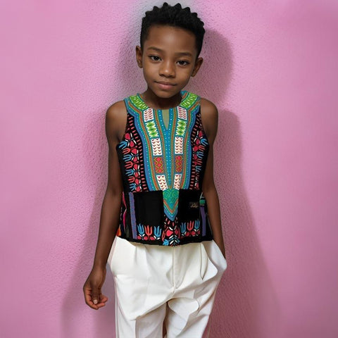 Kids Traditional Sleeveless Dashiki Top