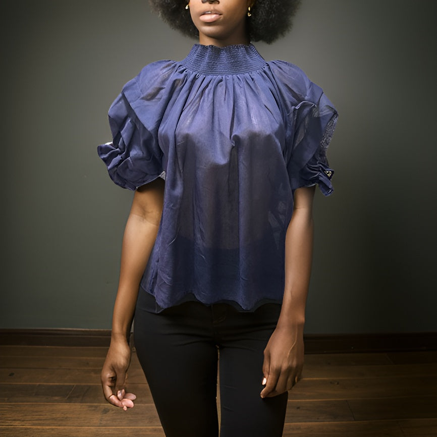 Ladies Off The Shoulder Top Ruffled Sleeve Blouse - Premium African Apparel from MAGOS - Just $18! Shop this and more African Apparel now 
