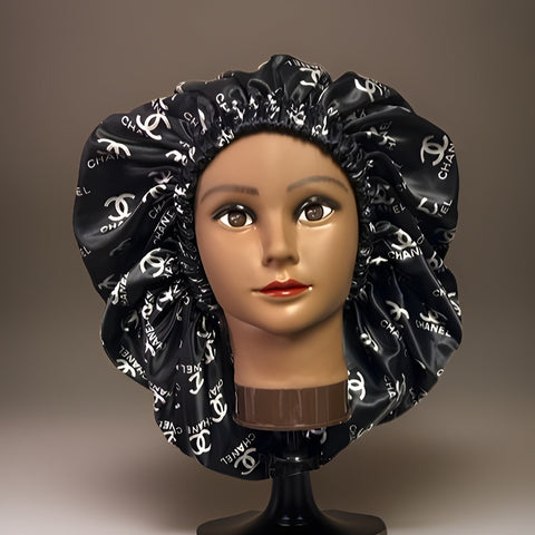 Large Black Head Bonnet Branded with Matching Face Mask - Premium African Accessories from MAGOS - Just $17.50! Shop this and more African Accessories now 