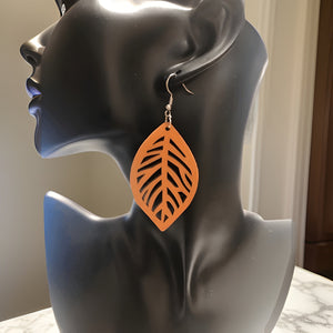 Leaf Shape Wooden Hoop Earrings - Premium Jewelry from MAGOS - Just $2.99! Shop this and more Jewelry now 