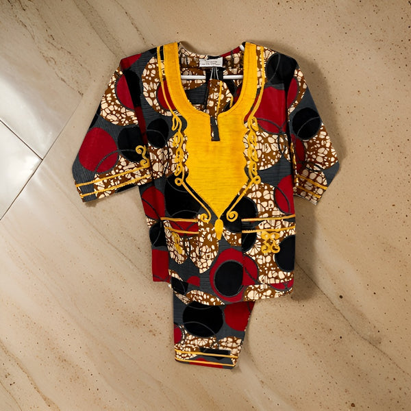 Little Boys 3pc African Ball Print Dashiki Pant Set - Premium African Apparel from MAGOS - Just $35! Shop this and more African Apparel now 