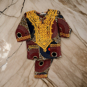 Little Boys 3pc African Disk Print Dashiki Pant Set - Premium African Apparel from MAGOS - Just $35! Shop this and more African Apparel now 