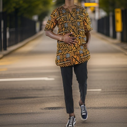 Men's Dashiki Short Sleeve Shirt - Premium African Apparel from MAGOS - Just $35! Shop this and more African Apparel now 