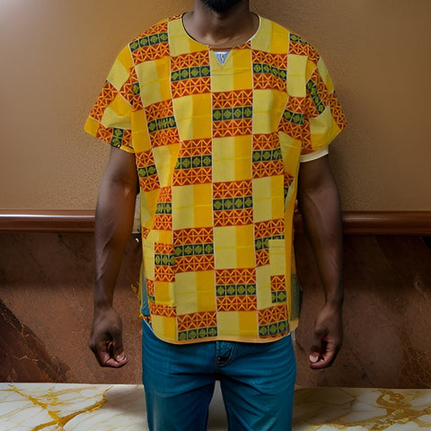 Men Traditional Kente Print Dashiki Shirt - Premium African Apparel from MAGOS - Just $45! Shop this and more African Apparel now 