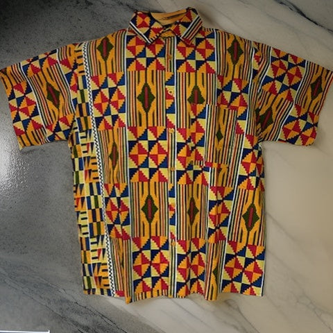 Men's African Kente Print Button Down Shirt - Premium African Apparel from MAGOS - Just $30! Shop this and more African Apparel now 