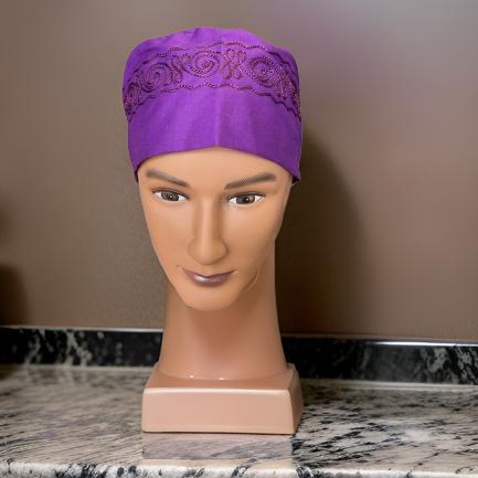 Men's Solid Color Embroidered Kufi Hat