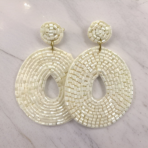 Round Beaded Flat Donut Seed Dangle Earrings - Premium Jewelry from MAGOS - Just $4! Shop this and more Jewelry now 