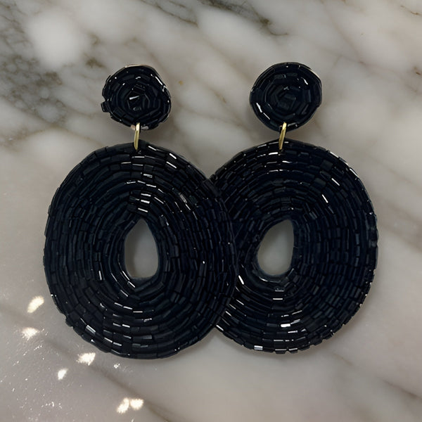 Round Beaded Flat Donut Seed Dangle Earrings - Premium Jewelry from MAGOS - Just $4! Shop this and more Jewelry now 