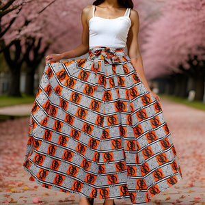 Authentic African Gye Nyame Print Long Maxie Skirt - Premium African Apparel from MAGOS - Just $45! Shop this and more African Apparel now 