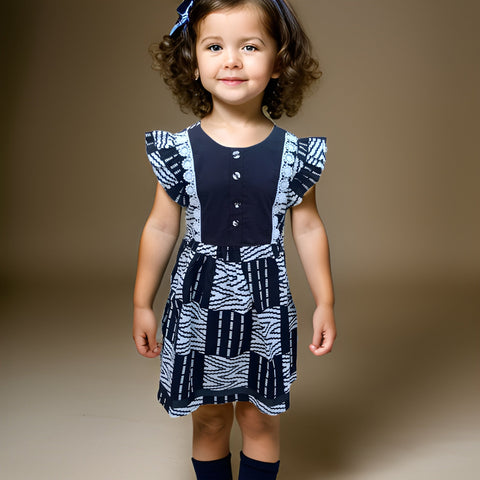 Girls Black/White African Print Dress (2T) - Premium African Apparel from MAGOS - Just $25! Shop this and more African Apparel now 