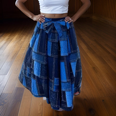 Denim Print Patch Skirt - Premium African Apparel from MAGOS - Just $50! Shop this and more African Apparel now 