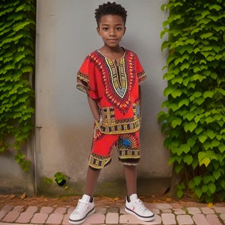 Kids Dashiki Top and Shorts Set