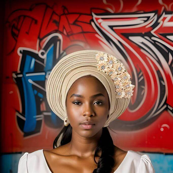 African Fan Shaped Multi-Layered Head Wrap