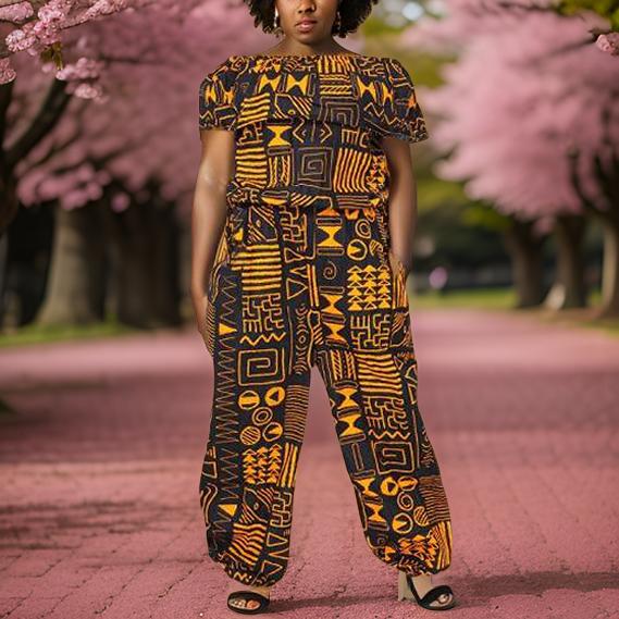 Black/Gold African Print Jumpsuit