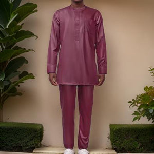 Men's African Burgundy Pants Set