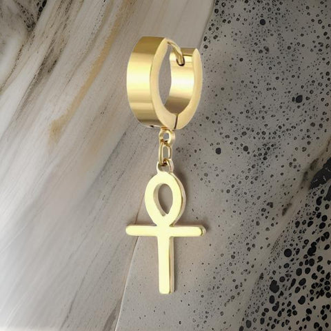 Men's Ankh Cross Pendant Earring