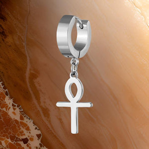 Men's Ankh Cross Pendant Earring