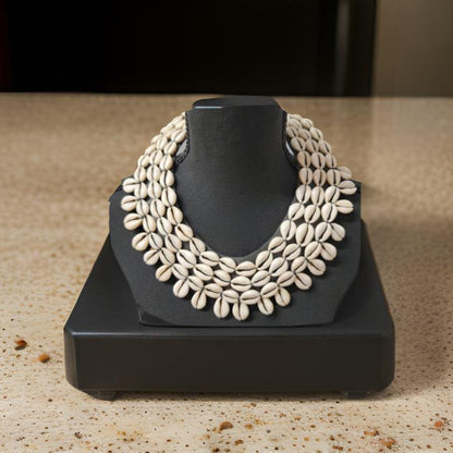 Layered Cowrie Shell Statement Collar Necklace