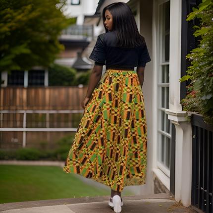 African Kente Printed Long Skirt