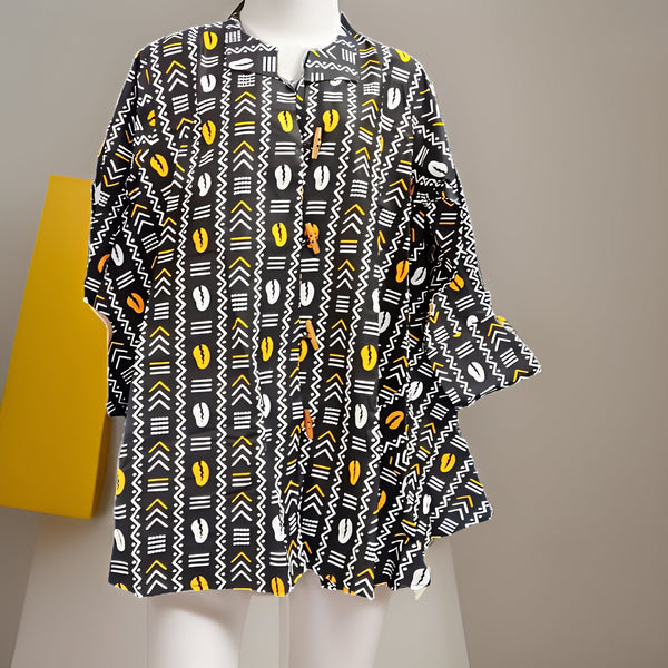 Authentic African Print Big Button Tunic Dress - Premium African Apparel from MAGOS - Just $55! Shop this and more African Apparel now 