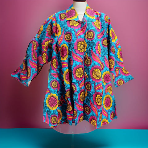 Authentic African Print Big Button Tunic Dress - Premium African Apparel from MAGOS - Just $55! Shop this and more African Apparel now 