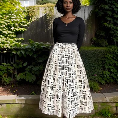 African White/Black Print Palazzo Pants