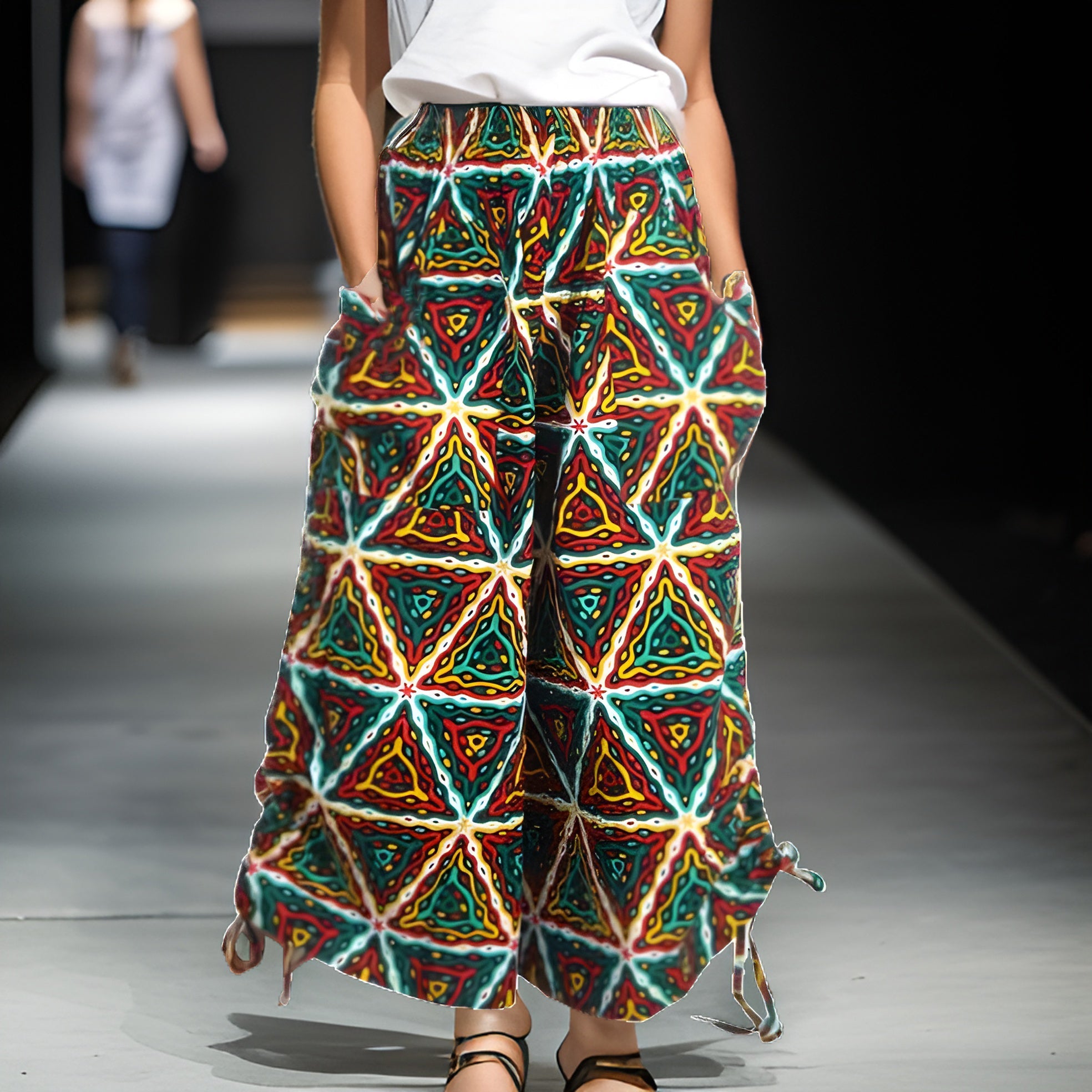 African Print Adjustable String Multi-Print Palazzo Pants - Premium African Apparel from MAGOS - Just $40! Shop this and more African Apparel now 