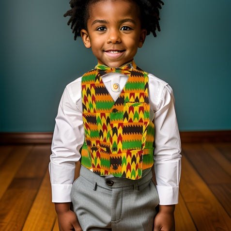 Boys African Kente Print Vest (Style C) - Premium African Apparel from MAGOS - Just $14! Shop this and more African Apparel now 