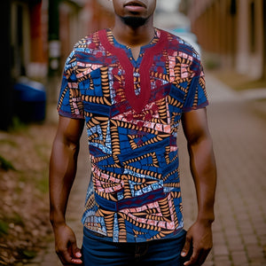 Men's African Print Embroidered Dashiki Shirt - Premium African Apparel from MAGOS - Just $45! Shop this and more African Apparel now 