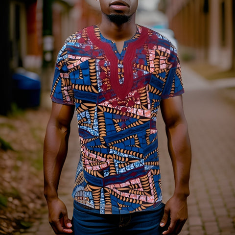 Men's African Print Embroidered Dashiki Shirt - Premium African Apparel from MAGOS - Just $45! Shop this and more African Apparel now 