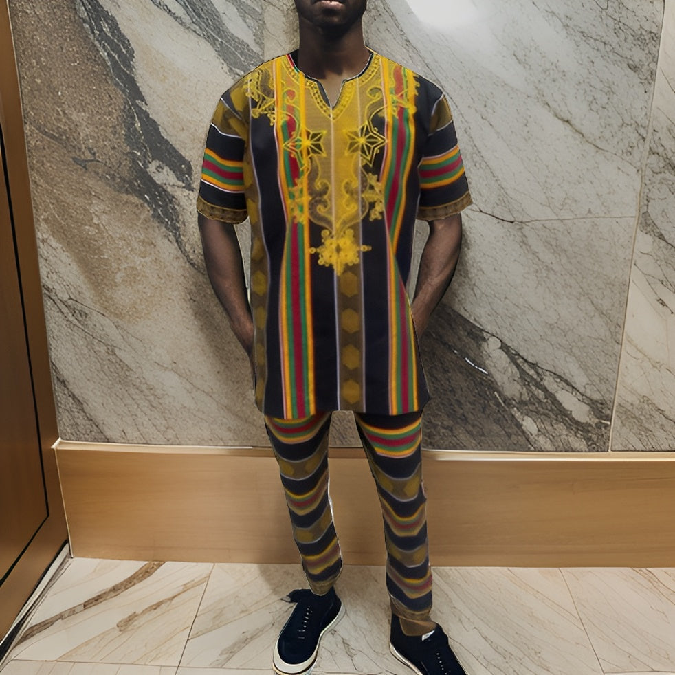 Men's Kente Embroidered Pant Set - Premium African Apparel from MAGOS - Just $65! Shop this and more African Apparel now 