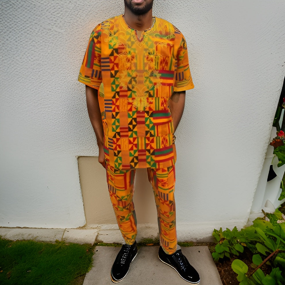 Men's Kente Embroidered Pant Set - Premium African Apparel from MAGOS - Just $65! Shop this and more African Apparel now 