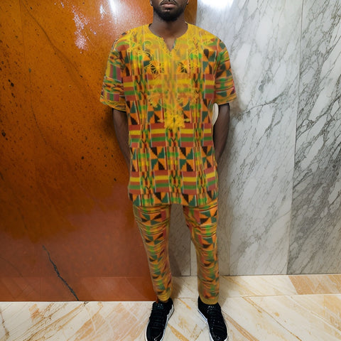 Men's Kente Embroidered Pant Set - Premium African Apparel from MAGOS - Just $65! Shop this and more African Apparel now 