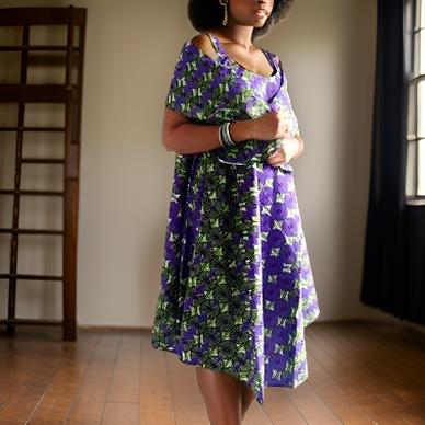 Purple/Green Print Thin Strap Sun Dress - Premium African Apparel from MAGOS - Just $16.99! Shop this and more African Apparel now 