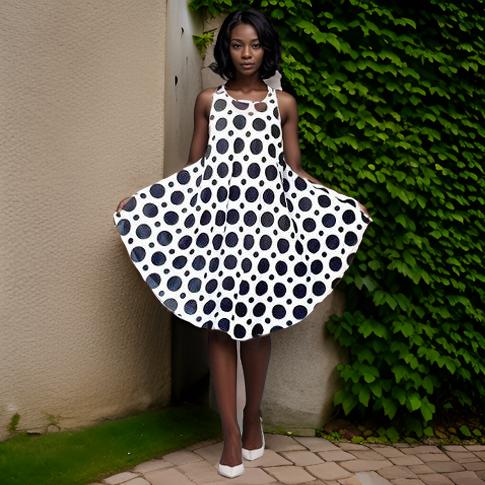 Black/White Polka Dot Umbrella Dress