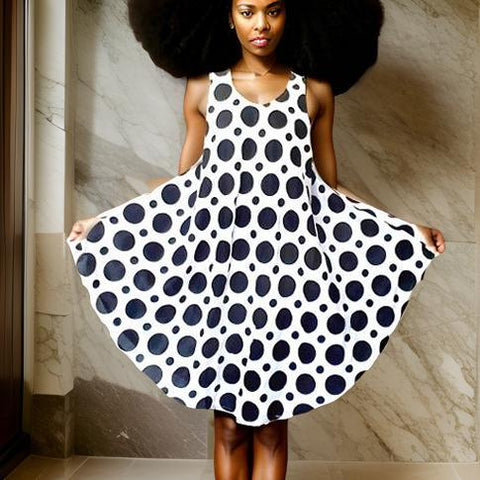 Black/White Polka Dot Umbrella Dress - Premium African Apparel from MAGOS - Just $15.99! Shop this and more African Apparel now 
