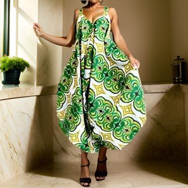 Green Spaghetti Strap Harem Romper - Premium African Apparel from MAGOS - Just $30! Shop this and more African Apparel now 