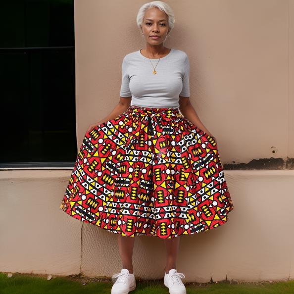 African Print Short Skirt & Handbag Set