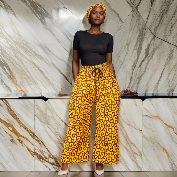 Women's African Ankara Print Cargo Pants with Side Pockets